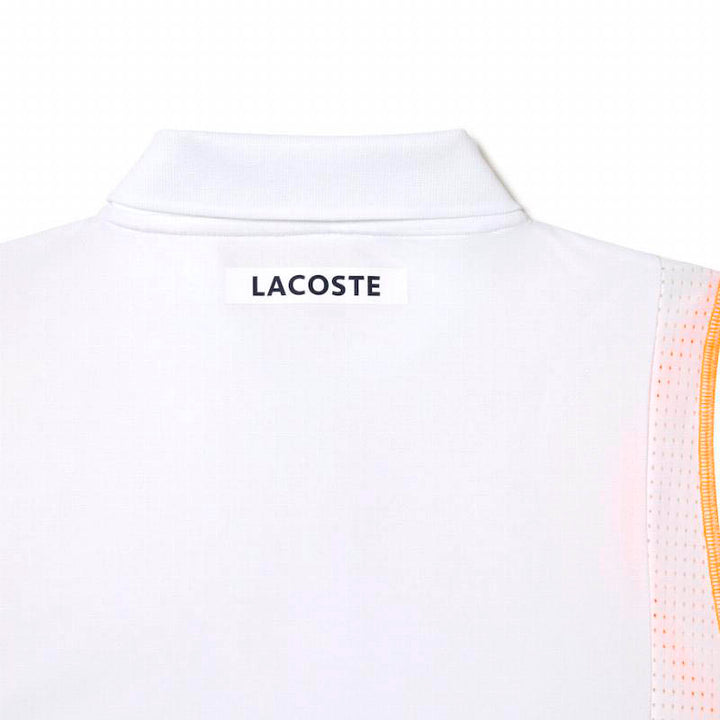 Polo Lacoste Poliester Reciclado Blanco Naranja