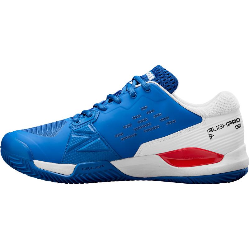 Zapatillas de Padel Wilson Rush Pro Ace Clay Azul Blanco Rojo