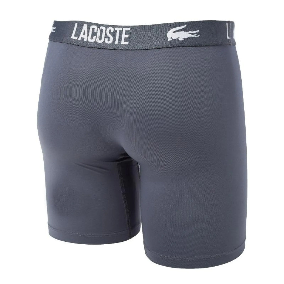 Boxers Lacoste Poliamida Blanco Gris Negro 3 Unidades