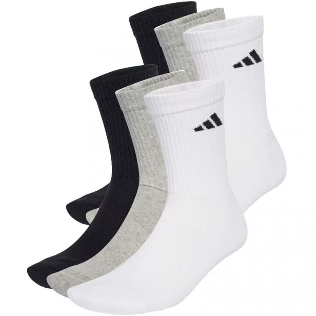 Calcetines Adidas Cushioned Crew Blanco Gris Negro 6 Pares