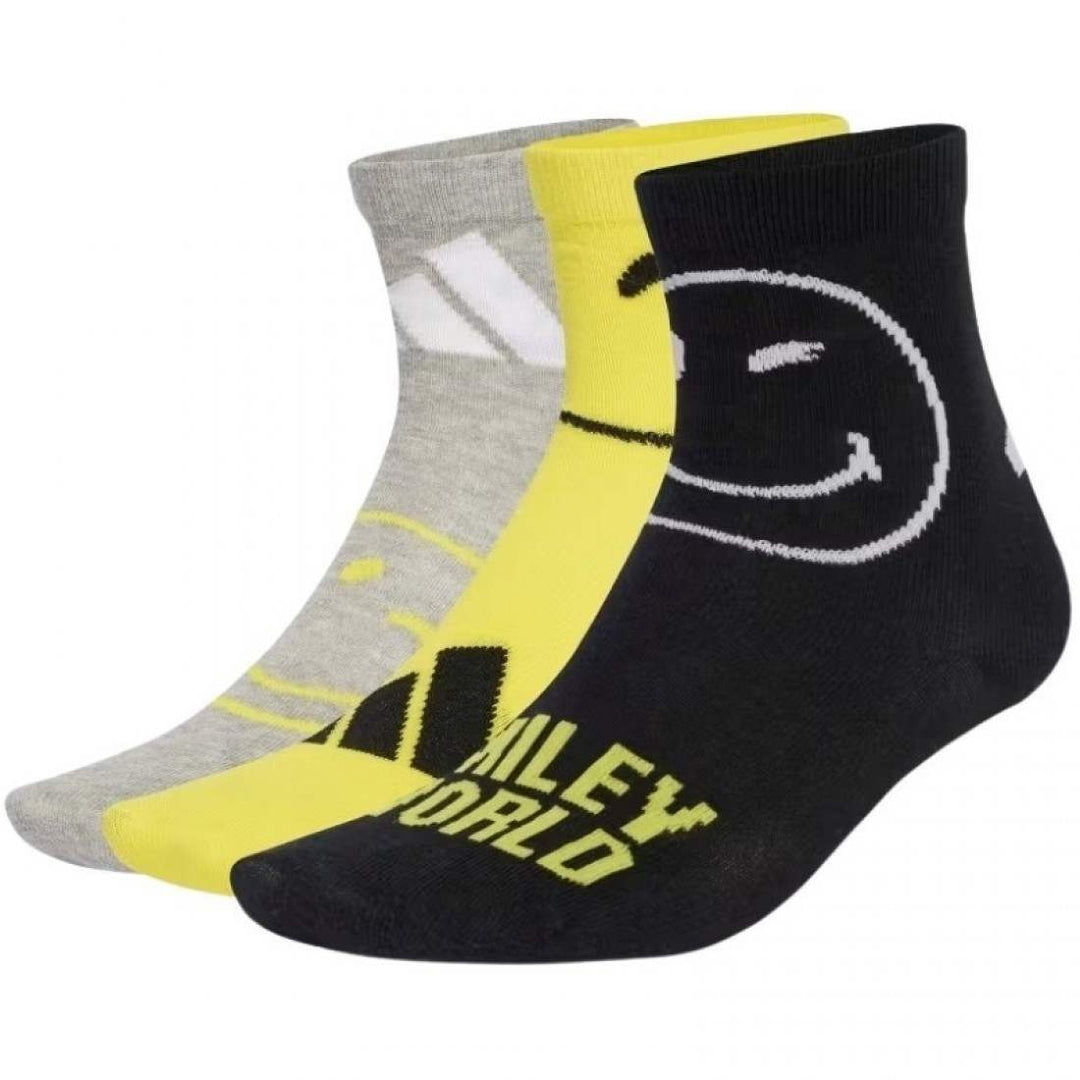 Calcetines Adidas Smiley Gris Amarillo 3 Pares