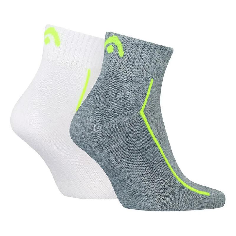 Head Performance Quarter Socks White Grey Lime 2 Pairs