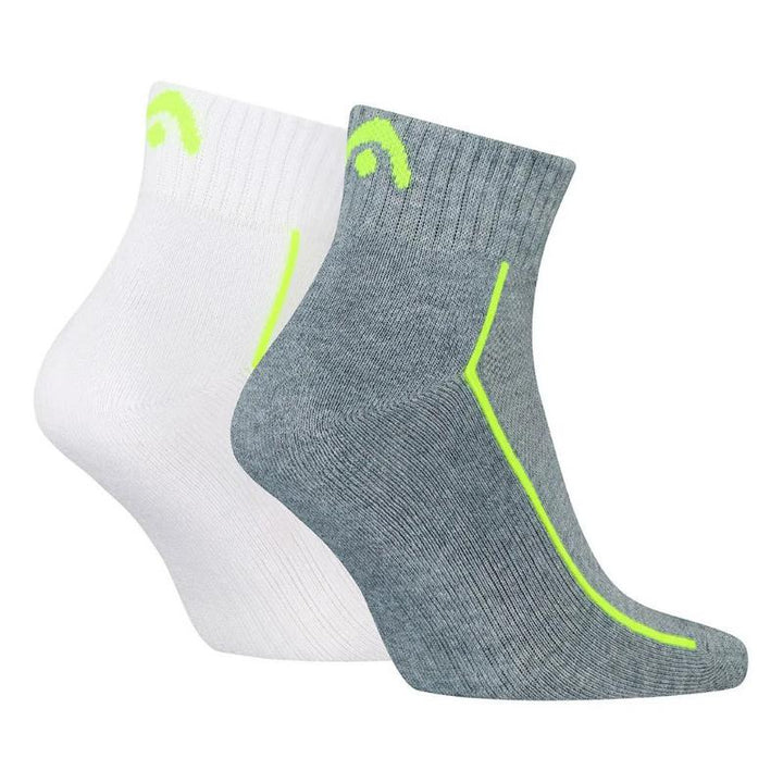 Head Performance Quarter Socks White Grey Lime 2 Pairs