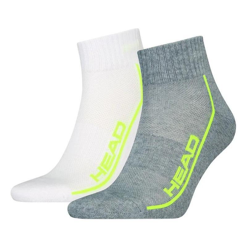 Head Performance Quarter Socks White Grey Lime 2 Pairs