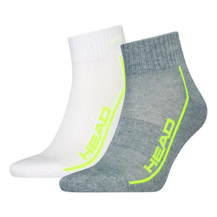 Head Performance Quarter Socks White Grey Lime 2 Pairs