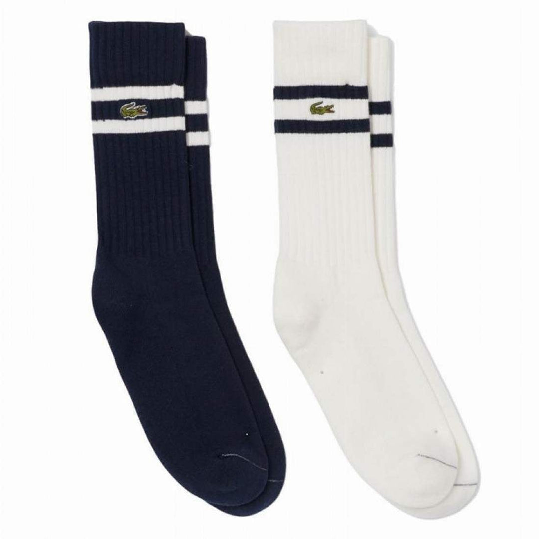 Calcetines Lacoste Corte Alto Marino Blanco 2 Pares