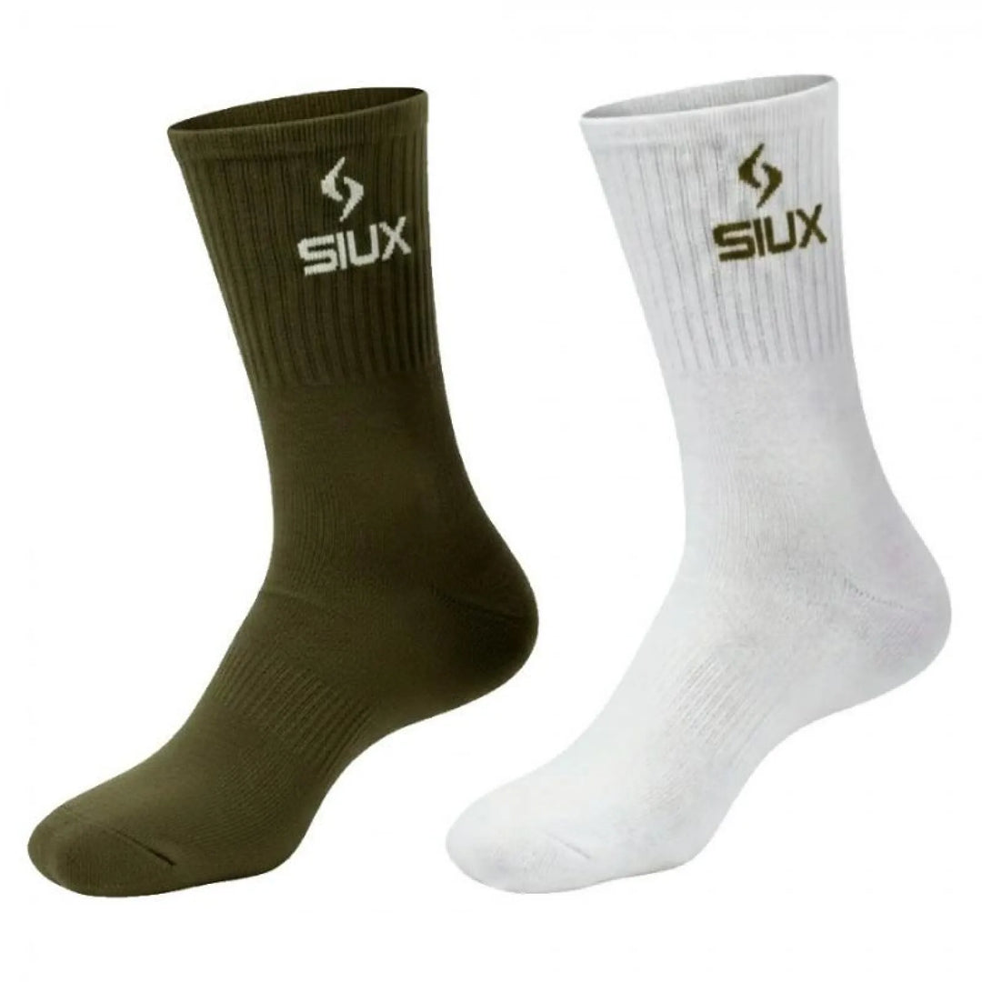 Calcetines Siux Groove Caña Alta Verde Blanco 2 Pares
