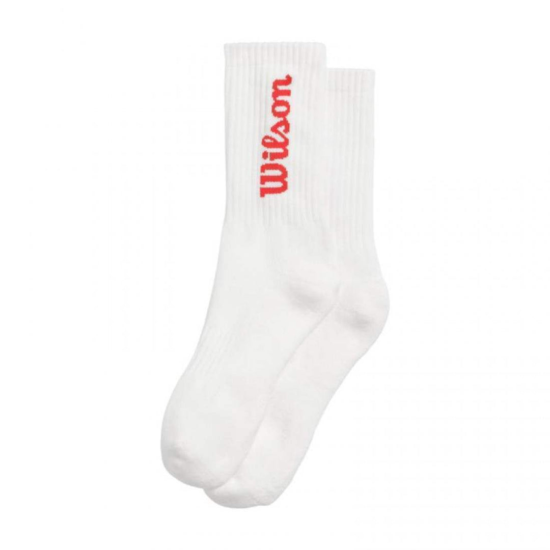 Calcetines Wilson Crew Logo Blanco Rojo 1 Par