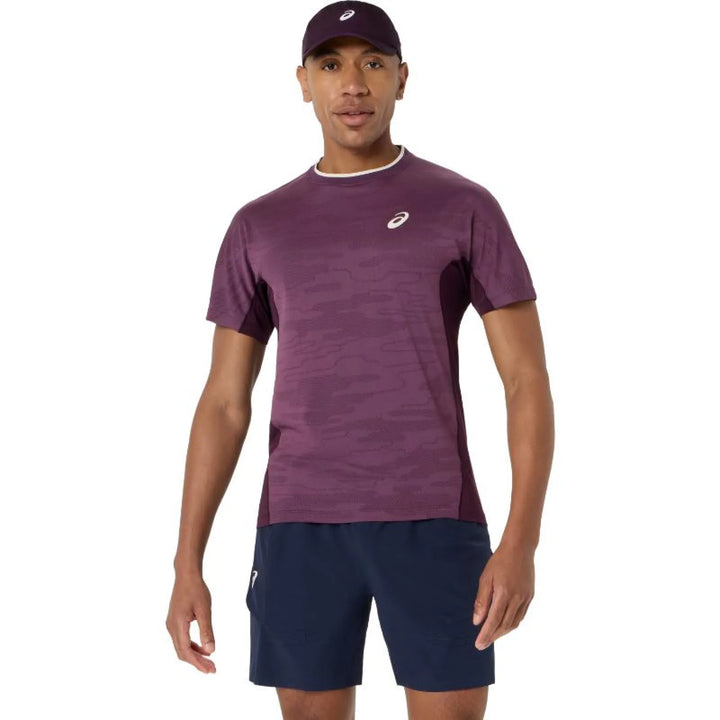Camiseta Asics Match Jacquard SS Top Granate Oscuro