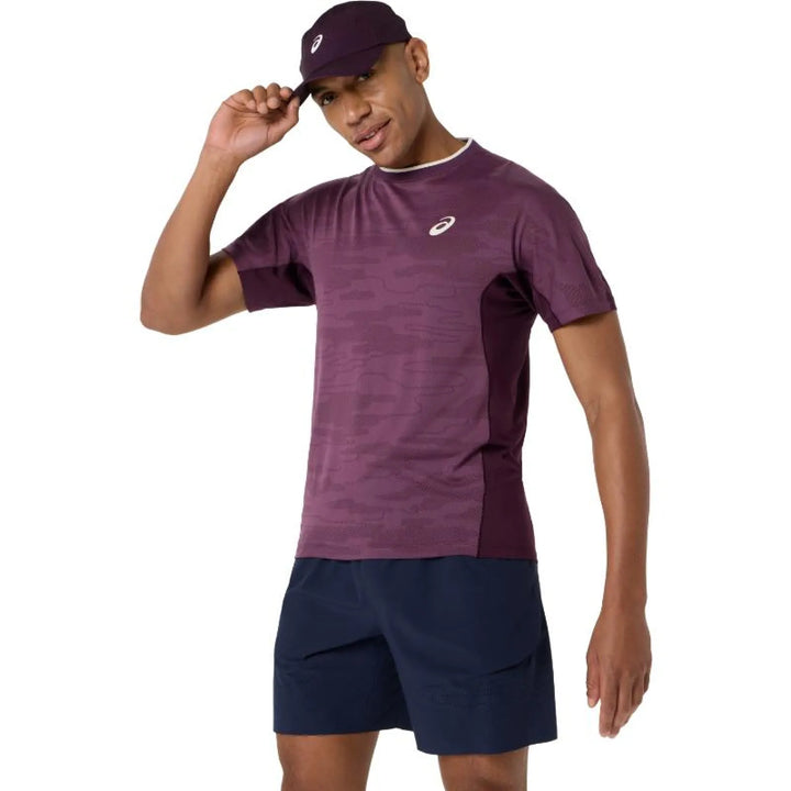 Camiseta Asics Match Jacquard SS Top Granate Oscuro
