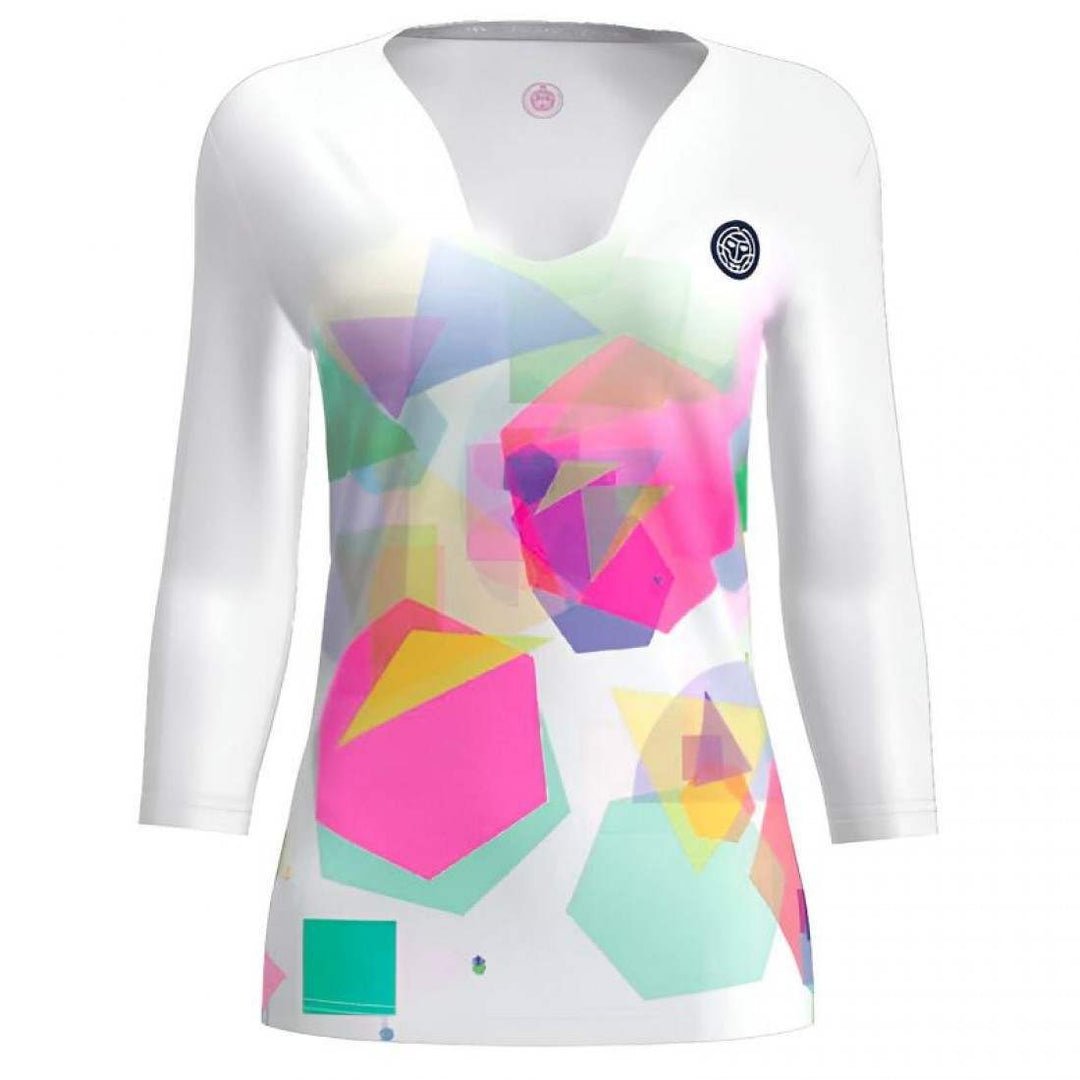 Camiseta Bidi Badu Kaleido V-Neck Blanco Mix Mujer | BIDI BADU