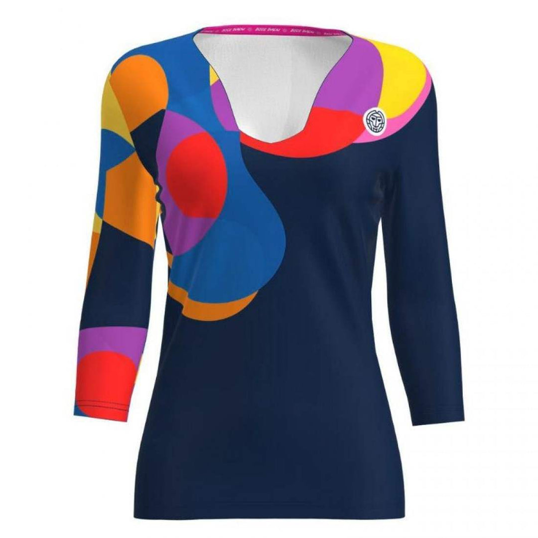 Camiseta Bidi Badu Twiggy V-Neck Azul Oscuro Mix Mujer | BIDI BADU