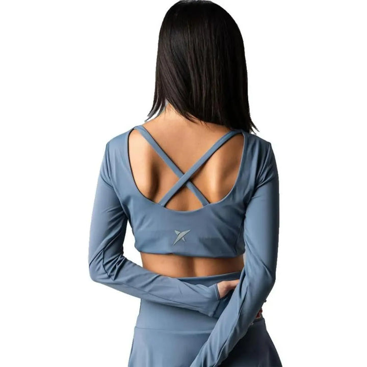 Camiseta Drop Shot Monarca Longsleeve Crop Gris Mujer