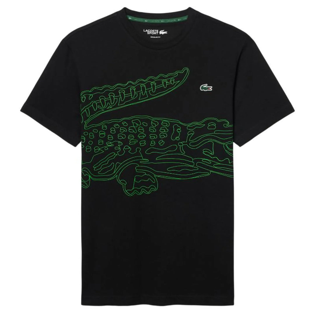 Camiseta Lacoste Padel Negro Verde Fluor