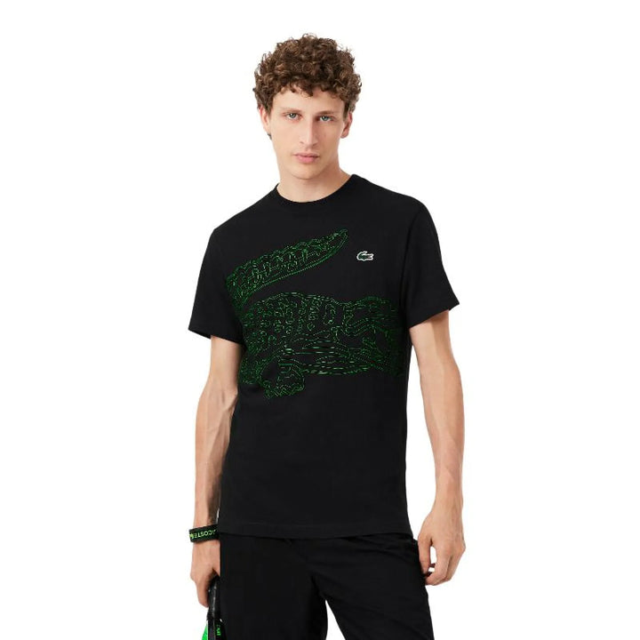 Camiseta Lacoste Padel Negro Verde Fluor