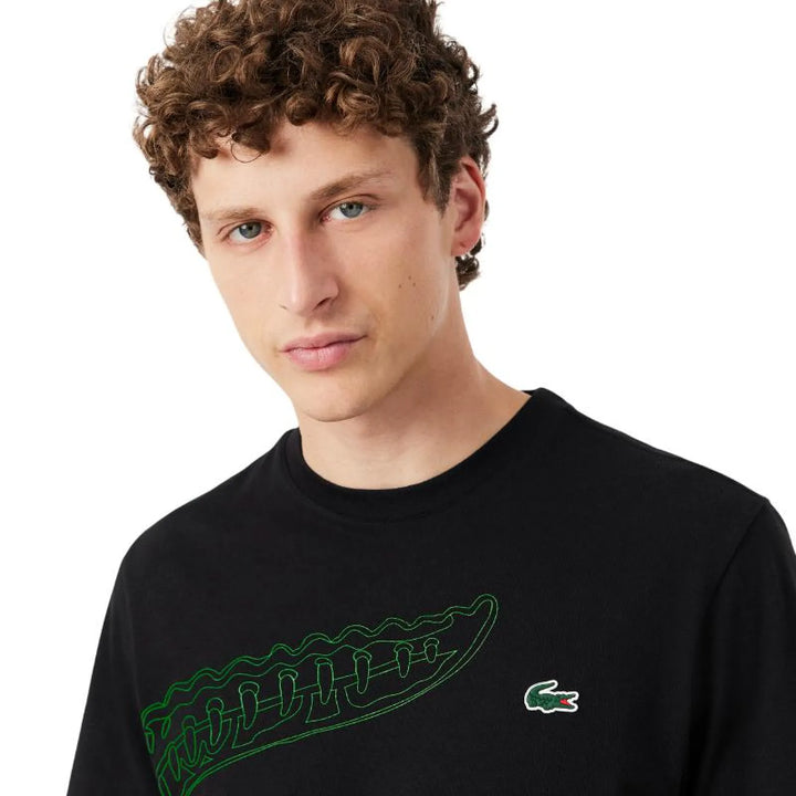 Camiseta Lacoste Padel Negro Verde Fluor