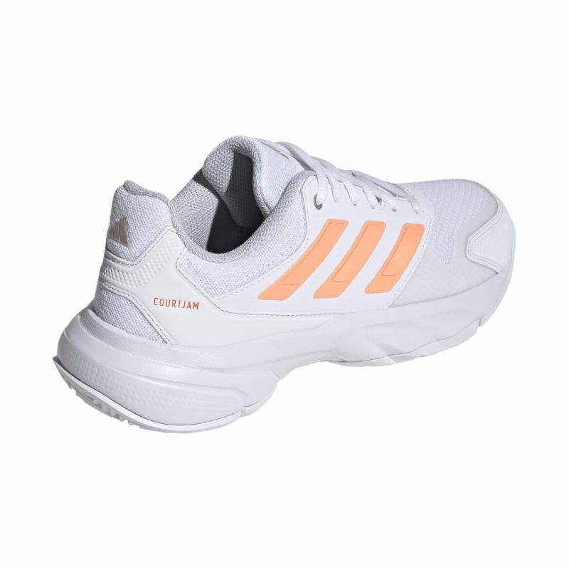 Zapatillas de Padel Adidas CourtJam Control 3 Blanco Naranja Mujer