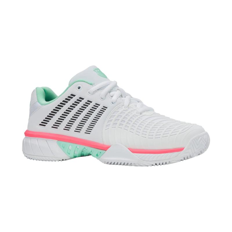 Zapatillas de Padel Kswiss Express Light 3 HB Clay Blanco Menta Rosa Mujer