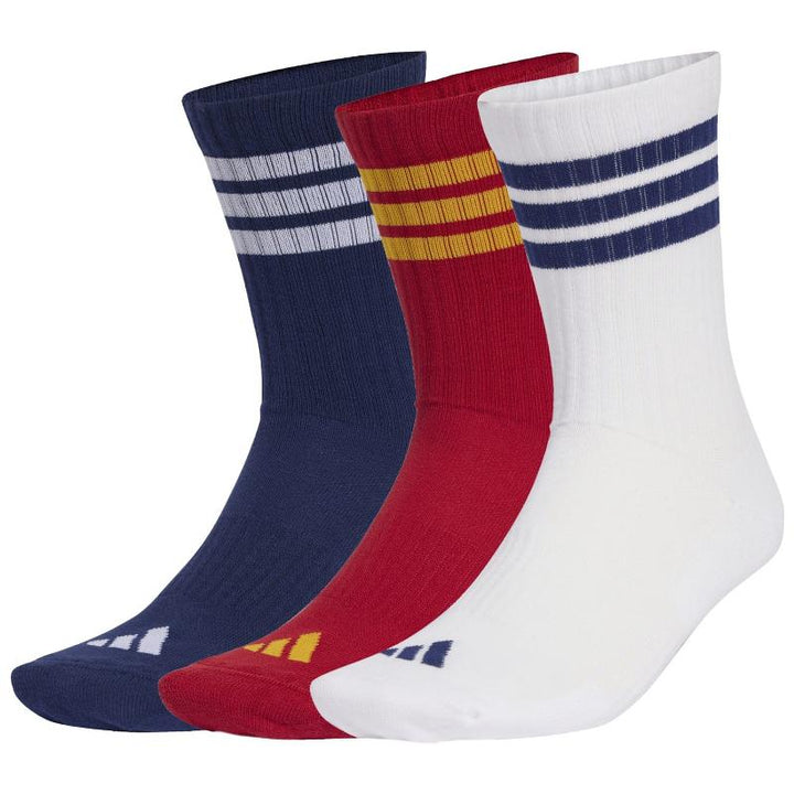 Calcetines Adidas Essentials Cushioned Crew Azul Rojo Blanco 3 Pares