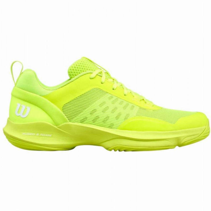 Zapatillas Wilson Hurakn Pro V2 Amarillo Fluor Blanco.