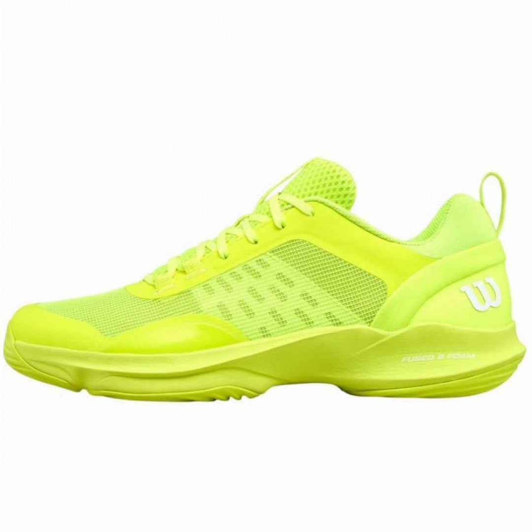 Zapatillas Wilson Hurakn Pro V2 Amarillo Fluor Blanco.