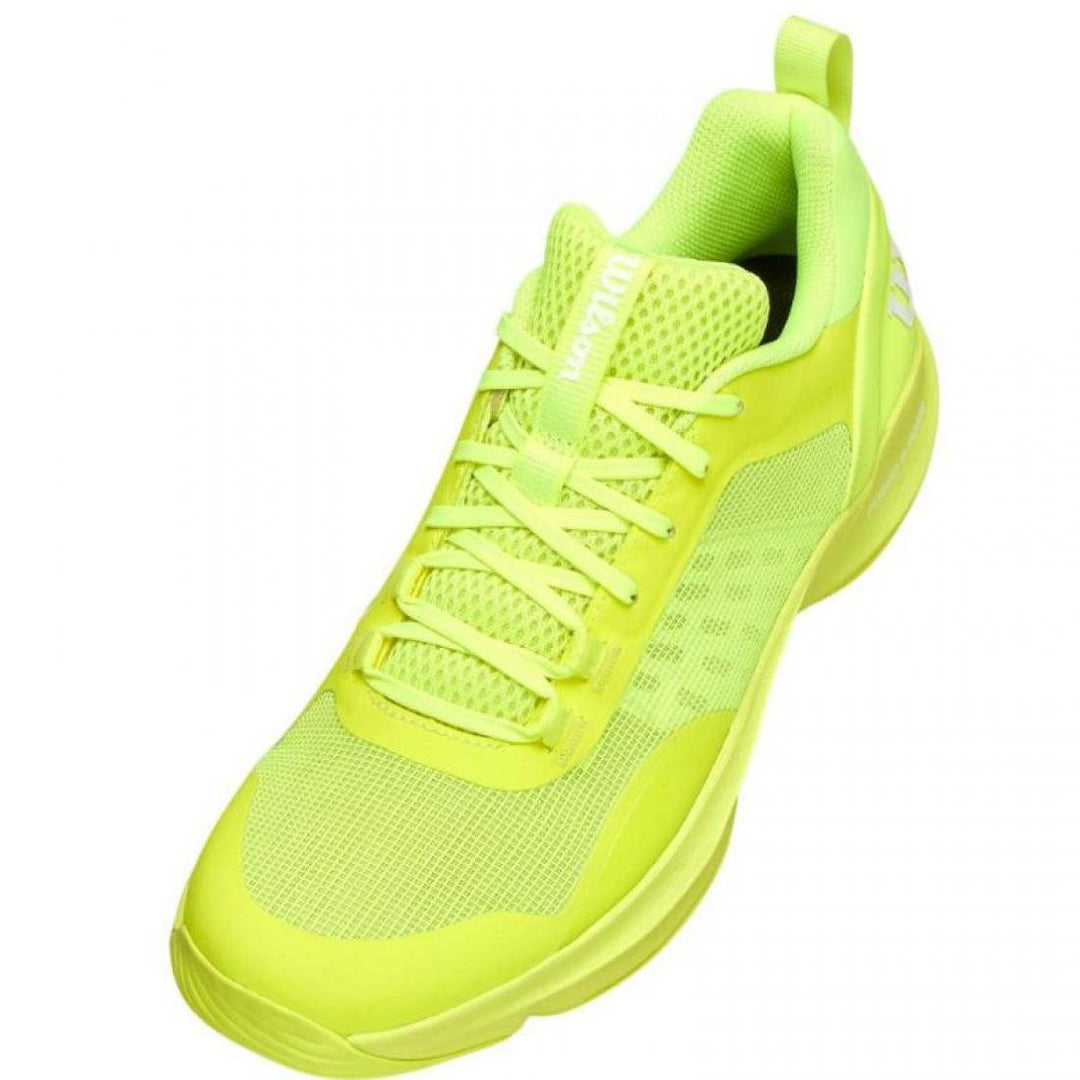 Zapatillas Wilson Hurakn Pro V2 Amarillo Fluor Blanco.