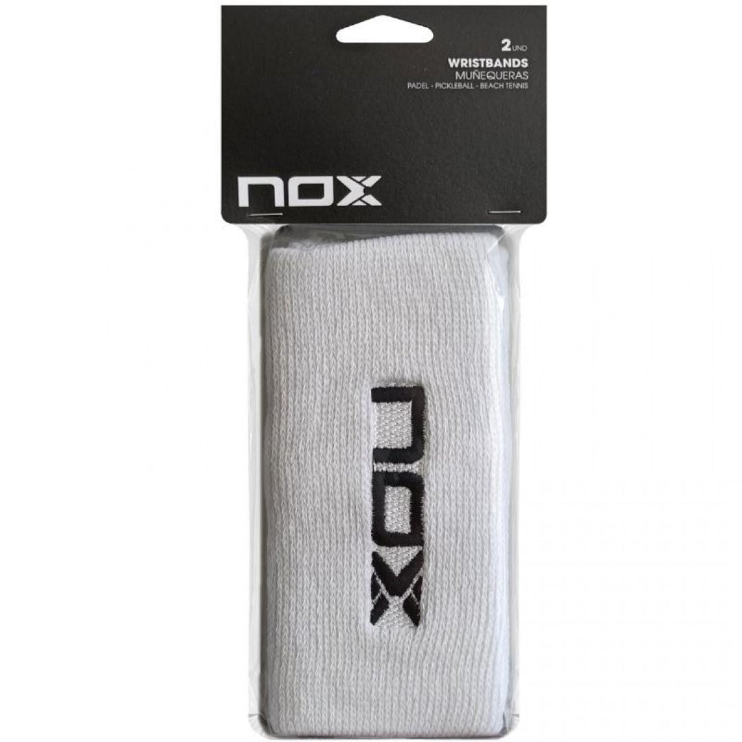 Munequeras Nox Largas Blanco Logo Negro 2 Unidades | Nox