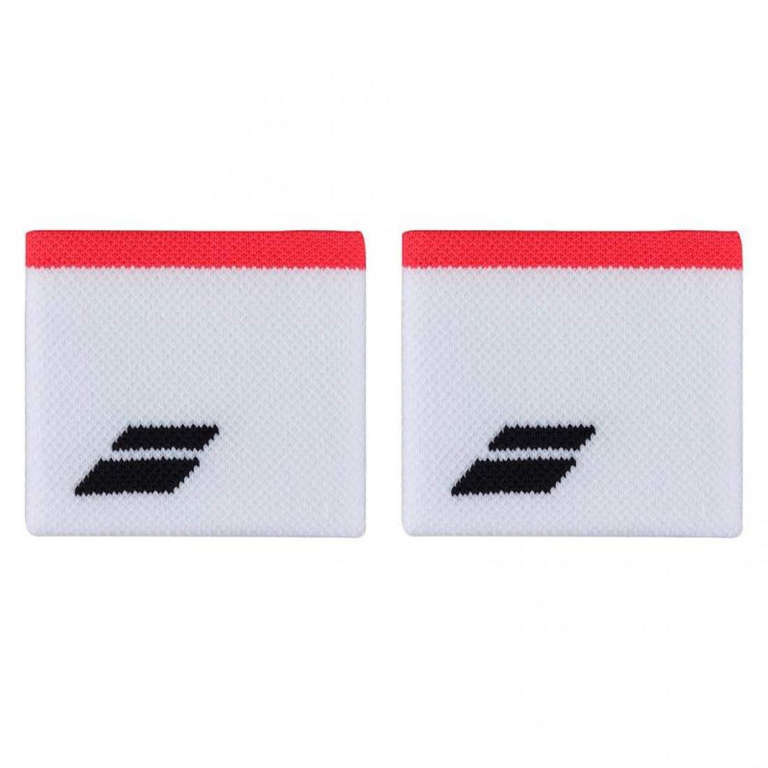 Muñequeras Babolat Cortas Blanco Rojo 2 Unidades