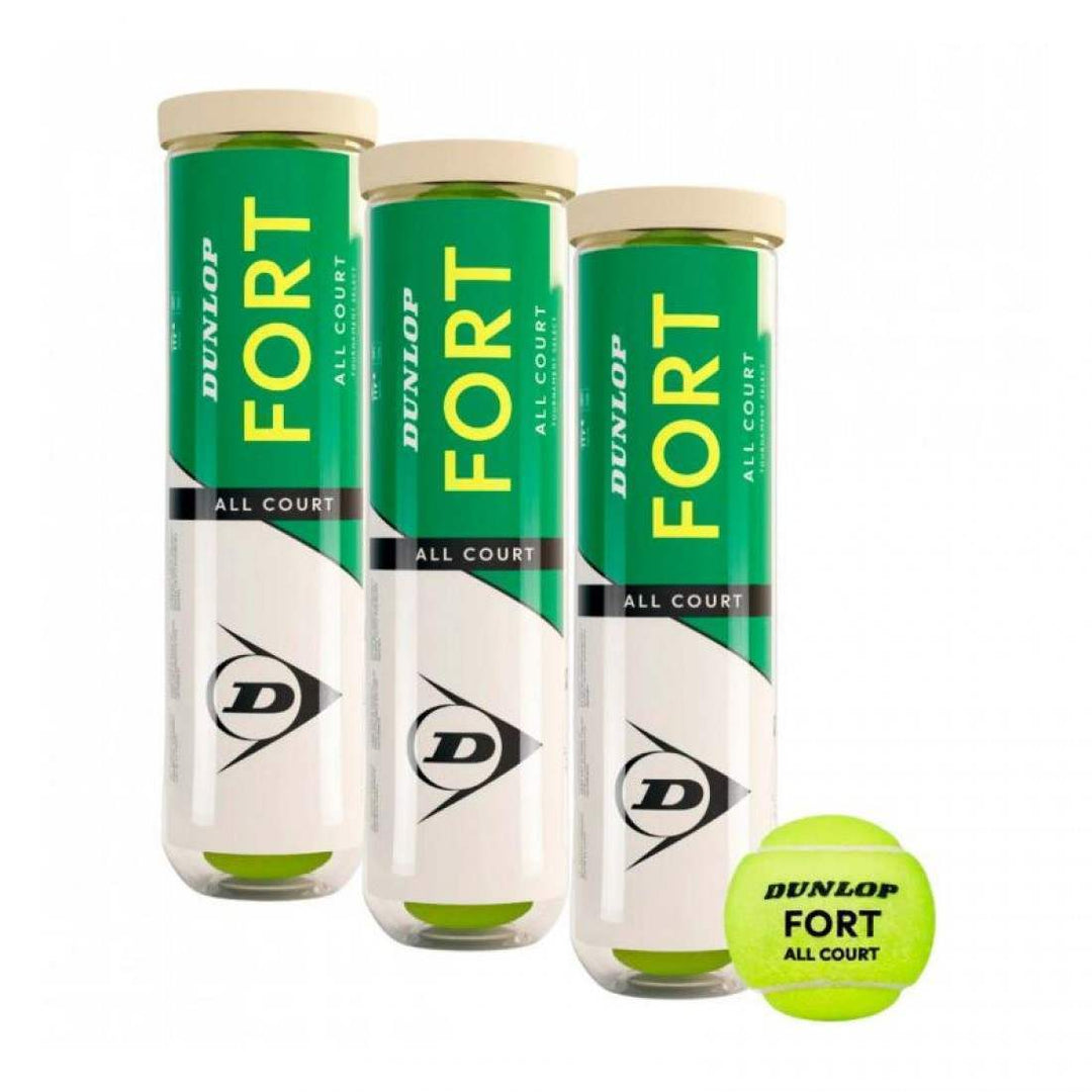 Pack de 3 Botes de 4 Pelotas Dunlop Fort All Court Tenis