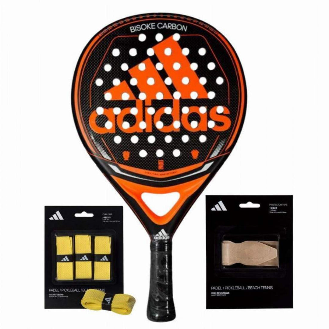 Pack Pala Adidas Bisoke Carbon con Overgrips y Protector