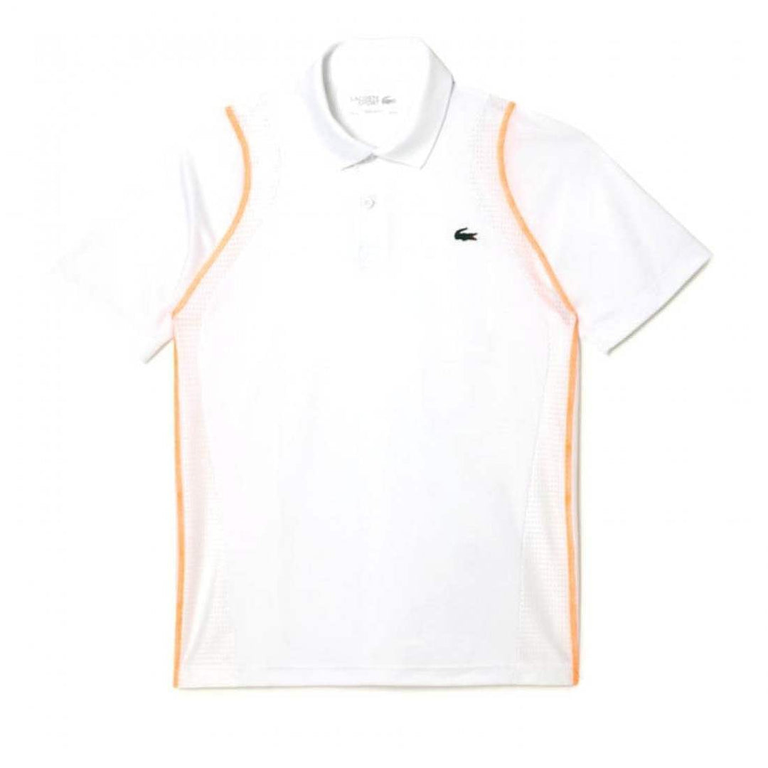 Polo Lacoste Poliester Reciclado Blanco Naranja