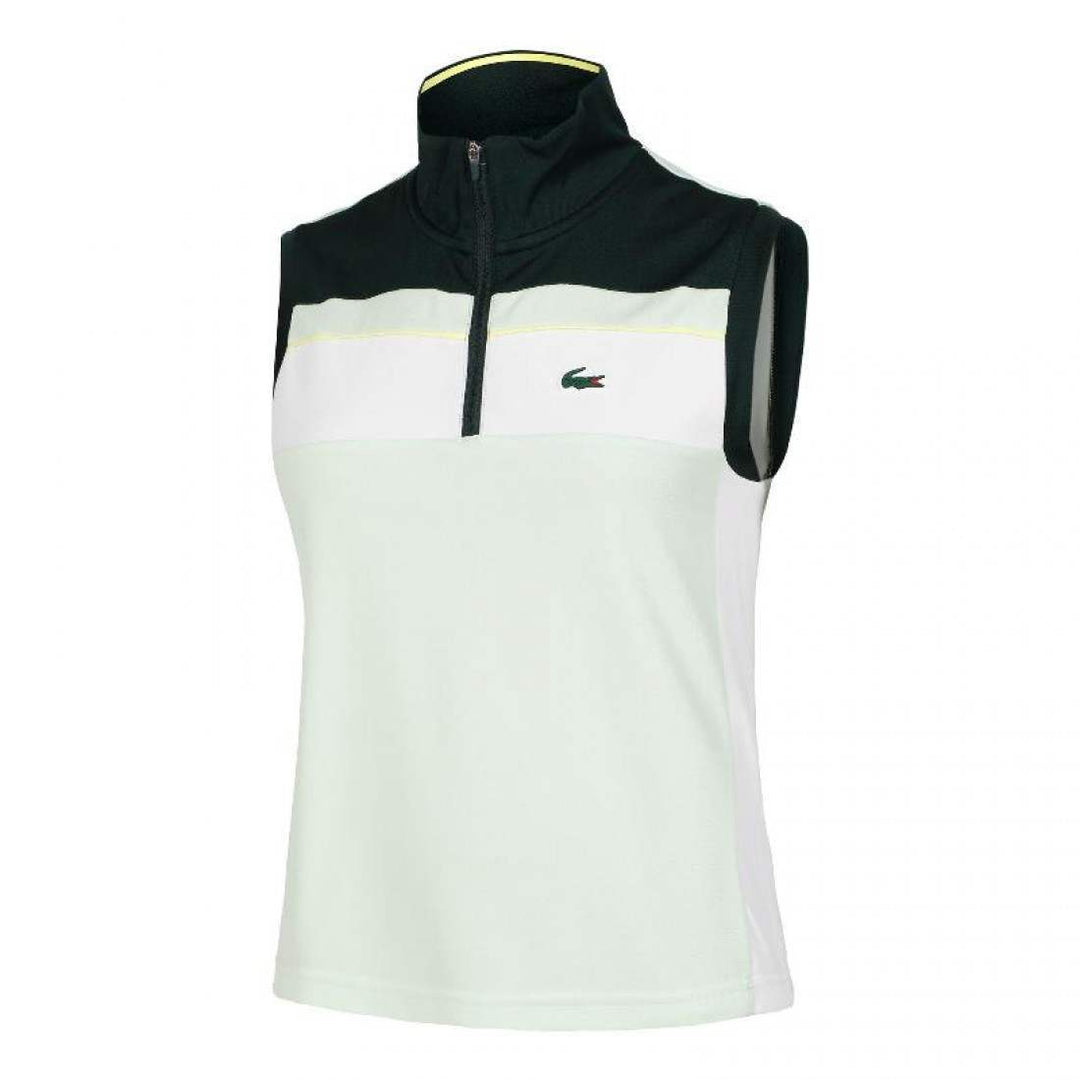 Polo Lacoste Sport Ultra Dry Pique Verde Blanco Mujer | LACOSTE