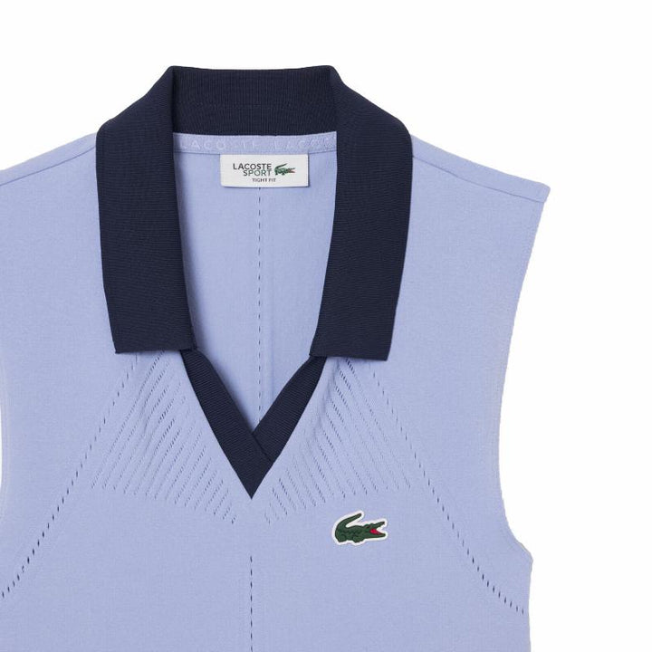 Women's Lacoste Tight Fit Polo Shirt Violet Navy Blue