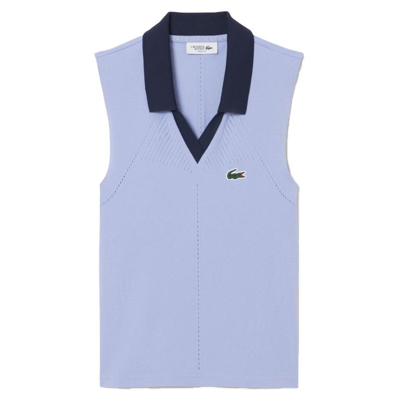 Women's Lacoste Tight Fit Polo Shirt Violet Navy Blue