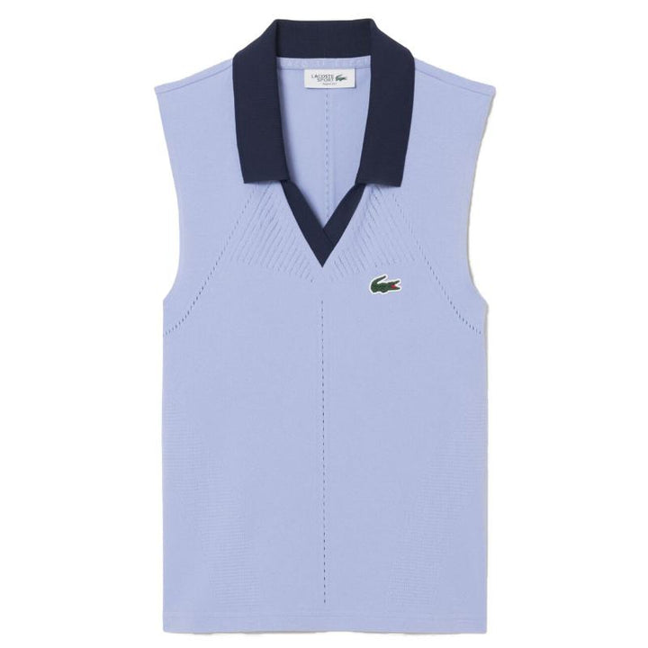 Women's Lacoste Tight Fit Polo Shirt Violet Navy Blue