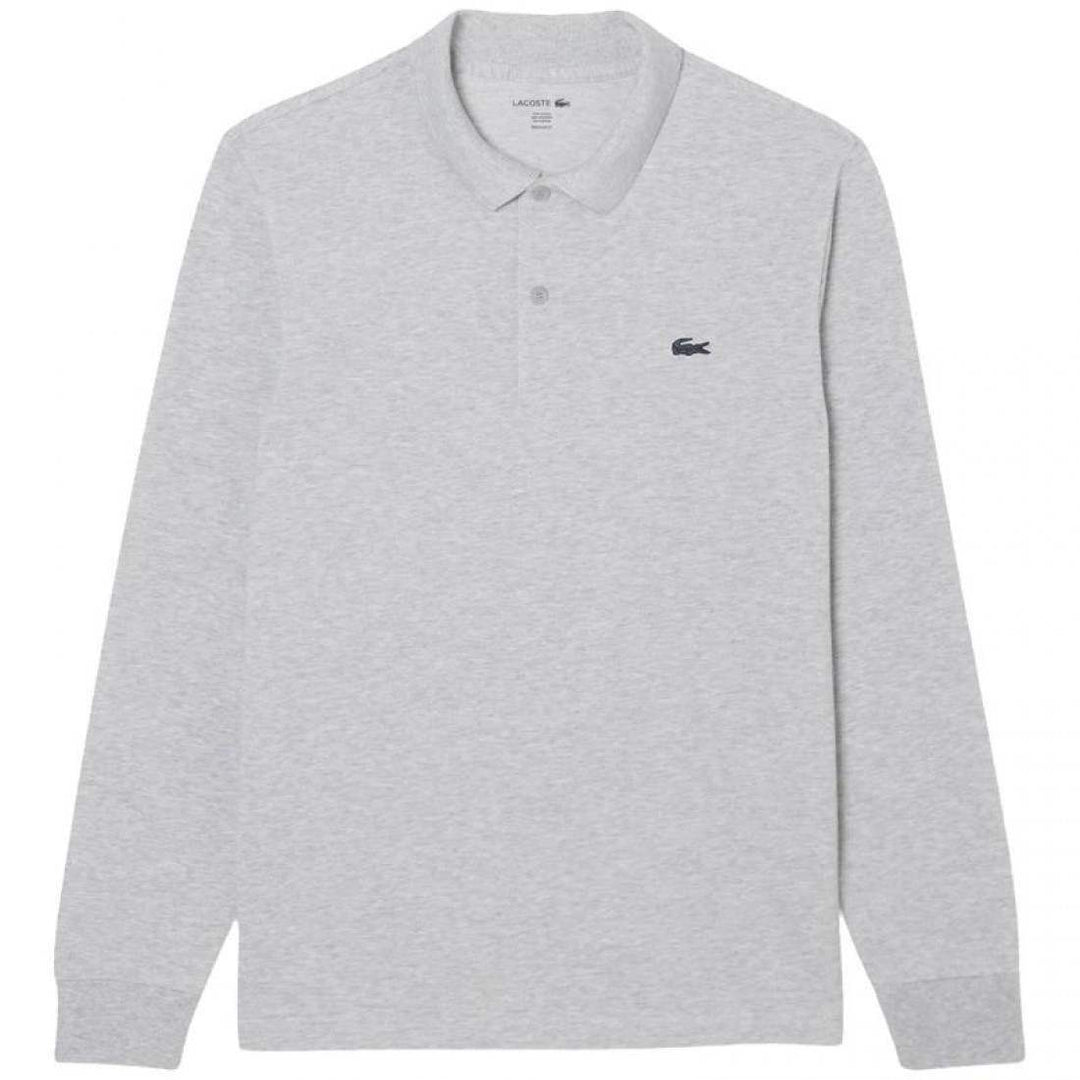 Polo Manga Larga Lacoste Regular Fit Algodon Gris Vigore