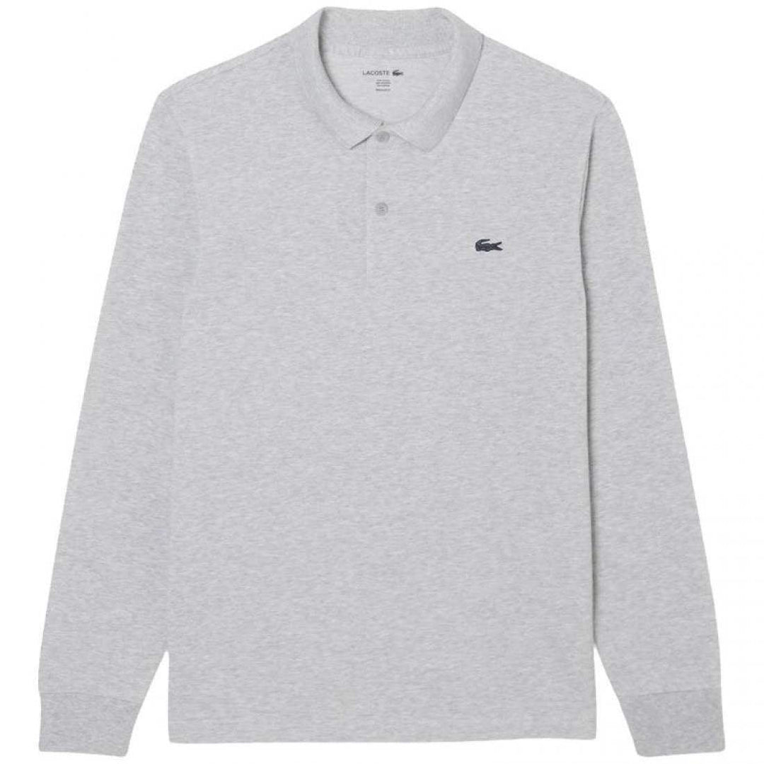 Polo Manga Larga Lacoste Regular Fit Algodon Gris Vigore