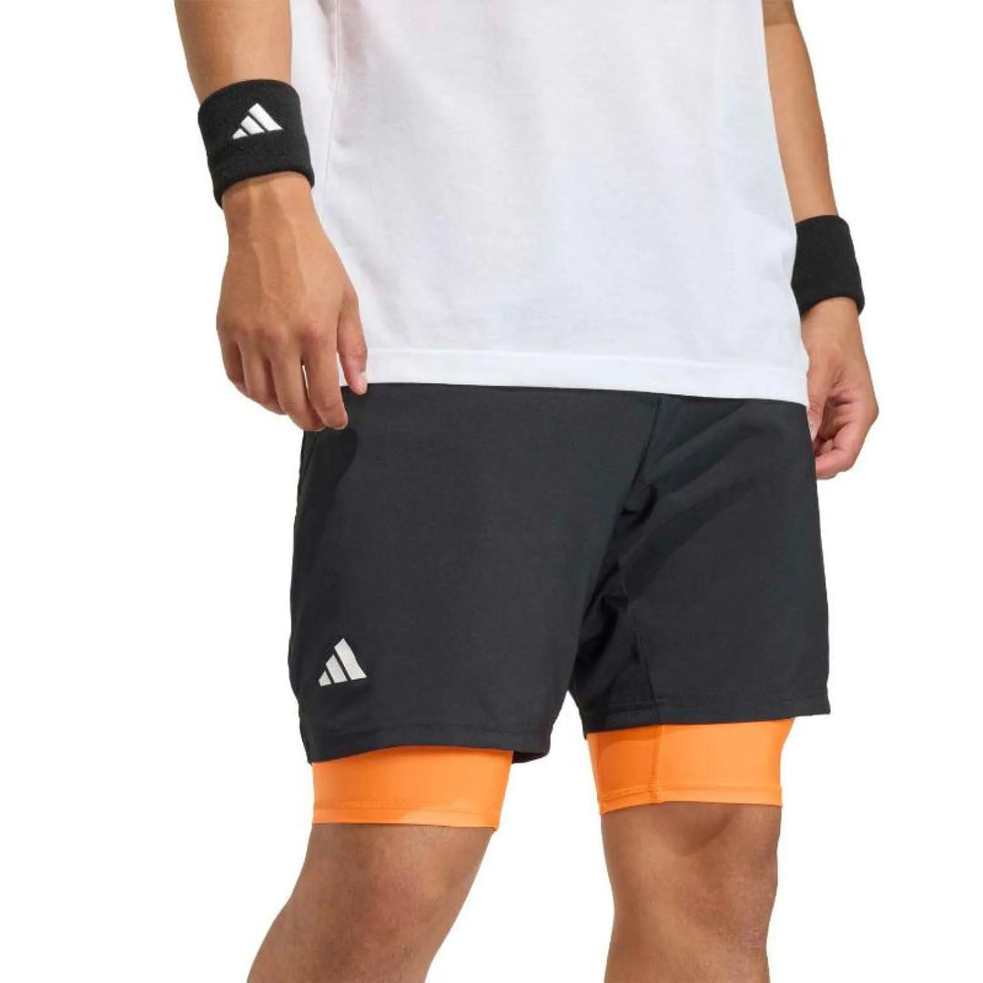 Short Adidas Club 2 En 1 Negro Naranja