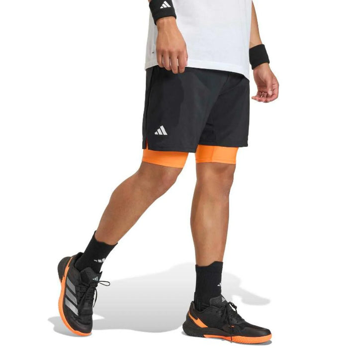 Short Adidas Club 2 En 1 Negro Naranja