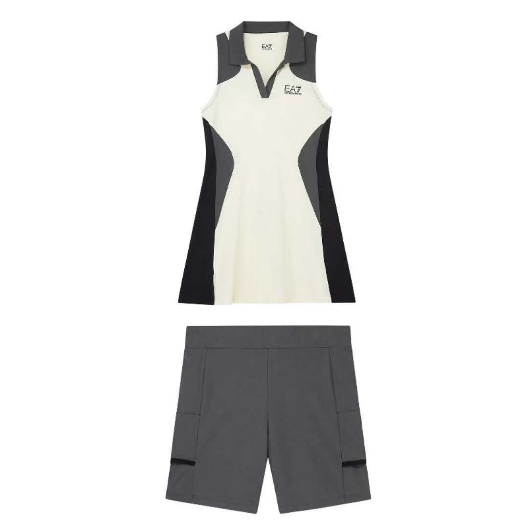 Vestido Armani EA7 Ventus 7 Tennis Pro Regular Negro Crema