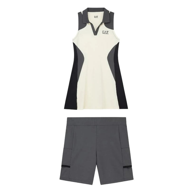 Vestido Armani EA7 Ventus 7 Tennis Pro Regular Negro Crema