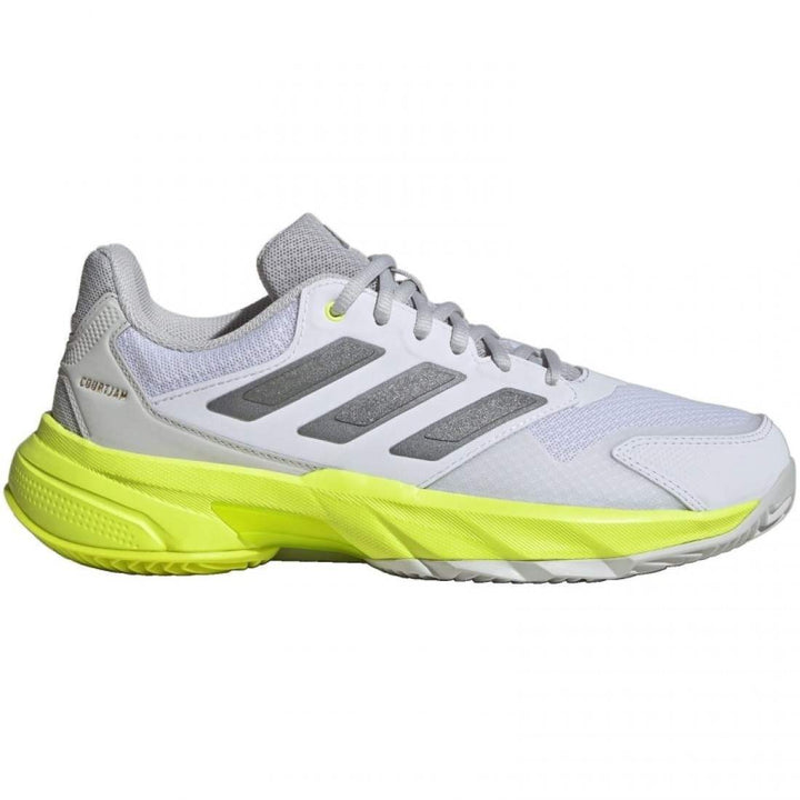Adidas CourtJam Control 3 Women's Padel Shoes White Silver Lucid Lemon