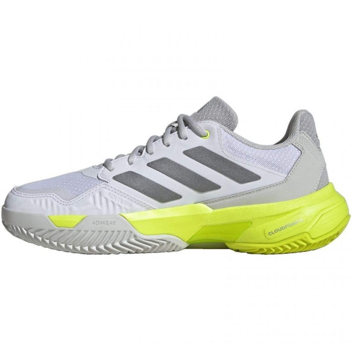 Adidas CourtJam Control 3 Women's Padel Shoes White Silver Lucid Lemon