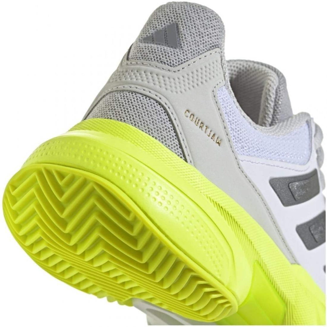 Adidas CourtJam Control 3 Women's Padel Shoes White Silver Lucid Lemon