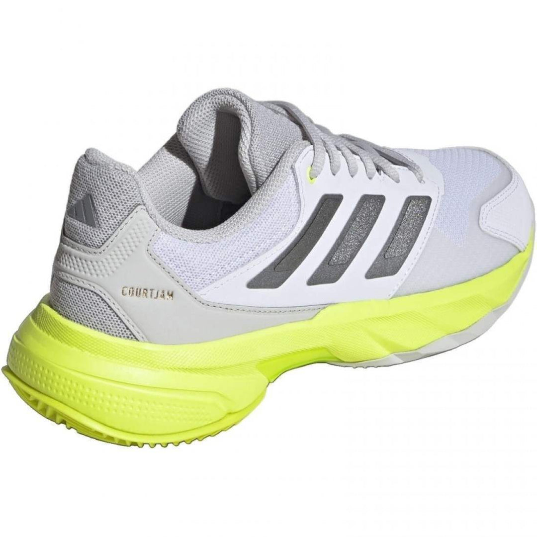 Adidas CourtJam Control 3 Women's Padel Shoes White Silver Lucid Lemon