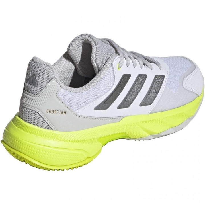 Adidas CourtJam Control 3 Women's Padel Shoes White Silver Lucid Lemon
