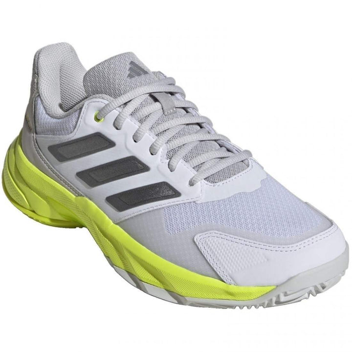 Adidas CourtJam Control 3 Women's Padel Shoes White Silver Lucid Lemon